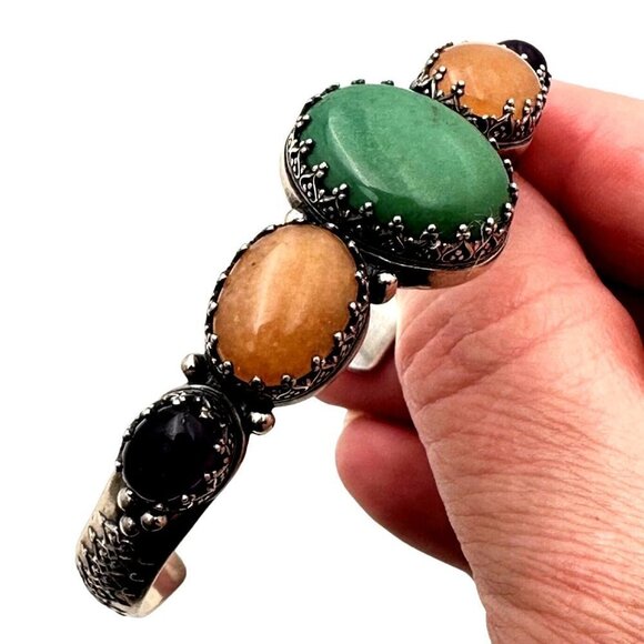 Carolyn Pollack Relios Womens Bracelet Sterling Silver Multi Gemstone Cuff - Picture 9 of 9